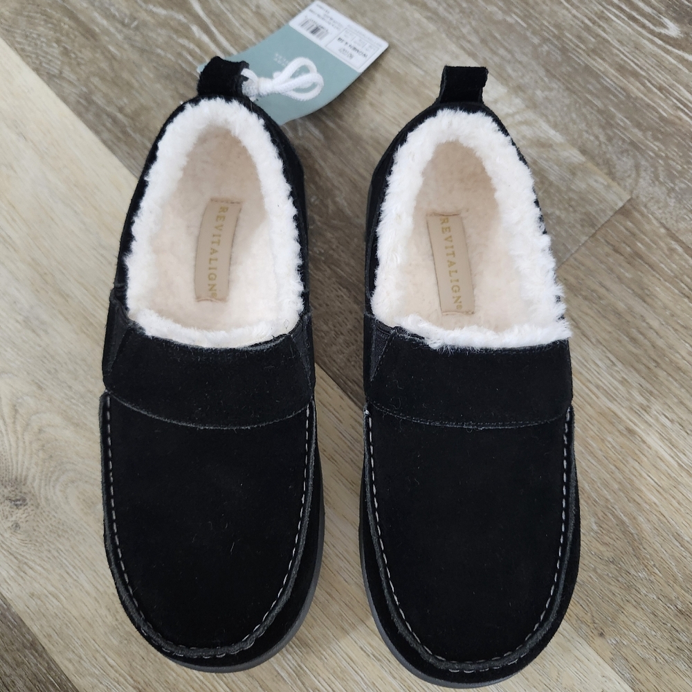 Revitalign Womens Rio Black Cozy Loafer Shoes Size 6.5B